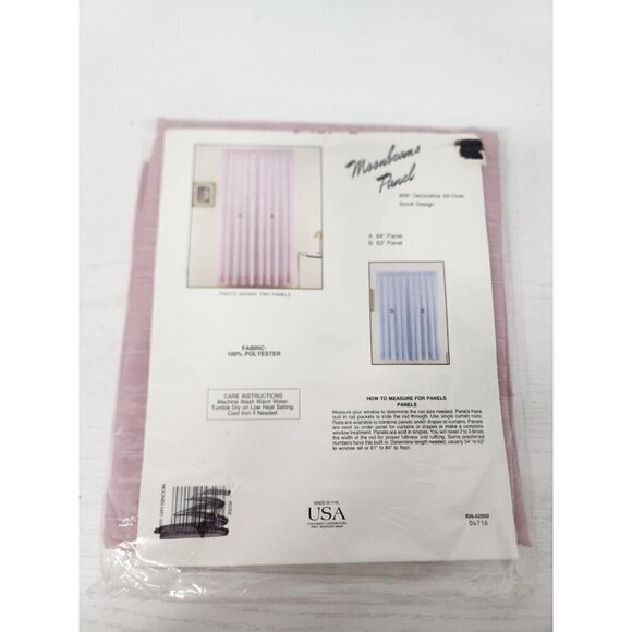 Vintage Moonbeams Pink Window Panel Curtain Allover Scroll Design 60"x84" NEW - Picture 4 of 7